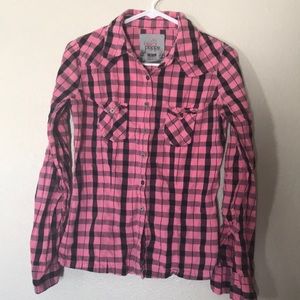 Bright pink plaid shirt